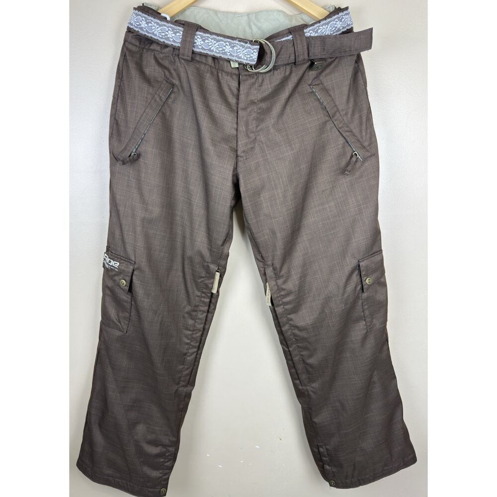 Ride Snowboards Women’s Snowboard Pants Size L Stripe Waterproof Insulated Brown